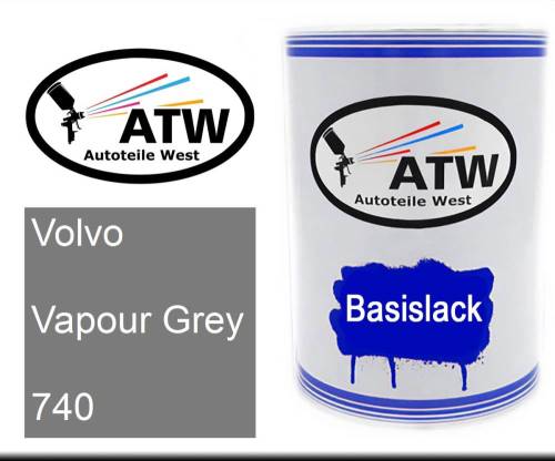 Volvo, Vapour Grey, 740: 500ml Lackdose, von ATW Autoteile West.